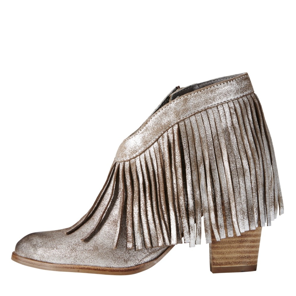 Unbridled by Ariat Layla Stacked Heel Fringe Shimmer bootie sz 7